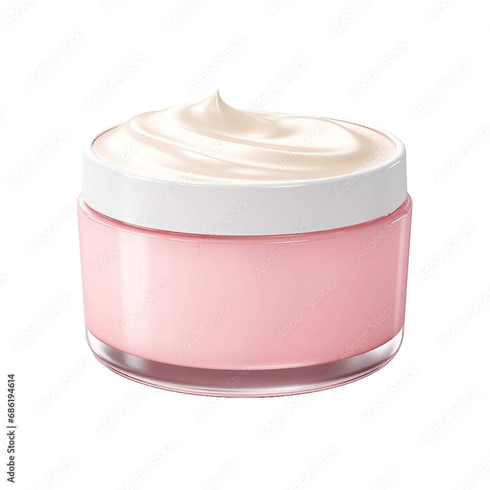 A pink and white container of cream isolated on transparent background A pink and white container of cream isolated on transparent background