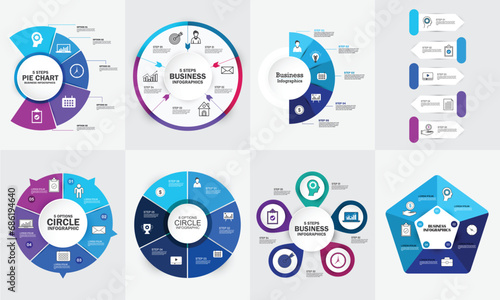 Set of infographic templates with 5 options