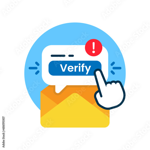 Email Verification Button for Account Security concept illustration flat design vector. modern graphic element for ui, infographic, icon