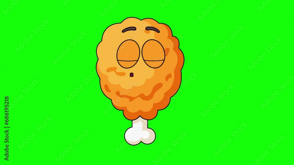fried chicken cartoon emoji with a kiss expression, loop animation fried chicken cartoon emoji with a kiss expression, loop animation