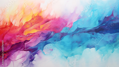 A colorful and warm abstract painting in cmyk colors, done in oil painting.