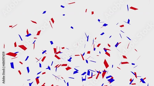 3D Confetti Blast Red & Blue Blast Animation 4k on White Green and Alpha Matte