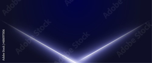 abstract futuristic v shape neon glow blue ray line vector illustration for background, element, graphic, banner