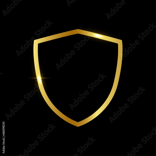 Golden badge shield vector