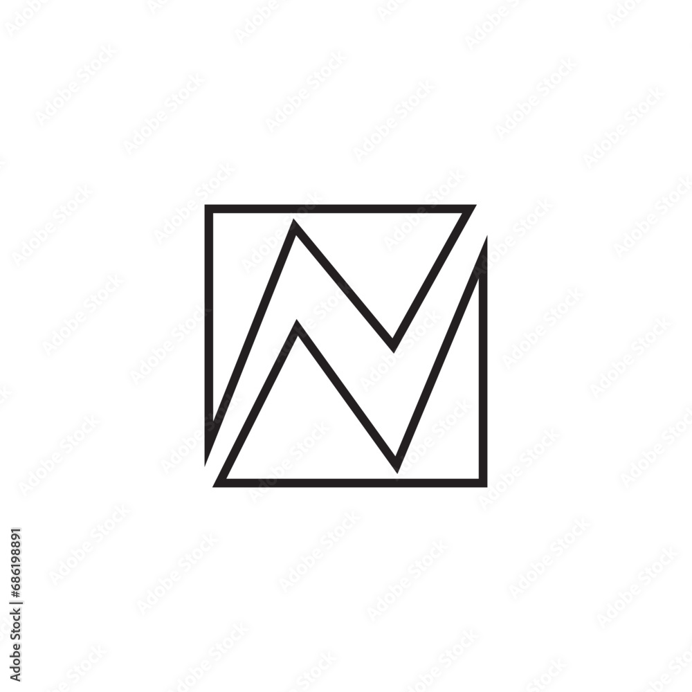 Letter n mountain simple geometric sliced logo Letter n mountain simple geometric sliced logo