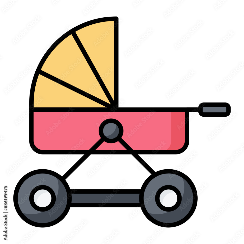 Baby On Stroller Icon Baby On Stroller Icon