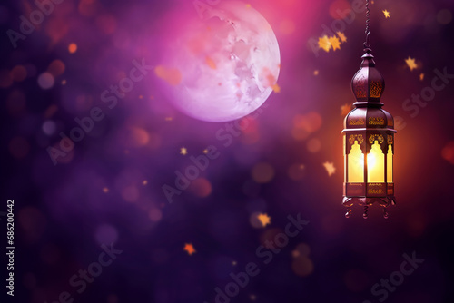 Islamic holiday image in a purple blurred background
