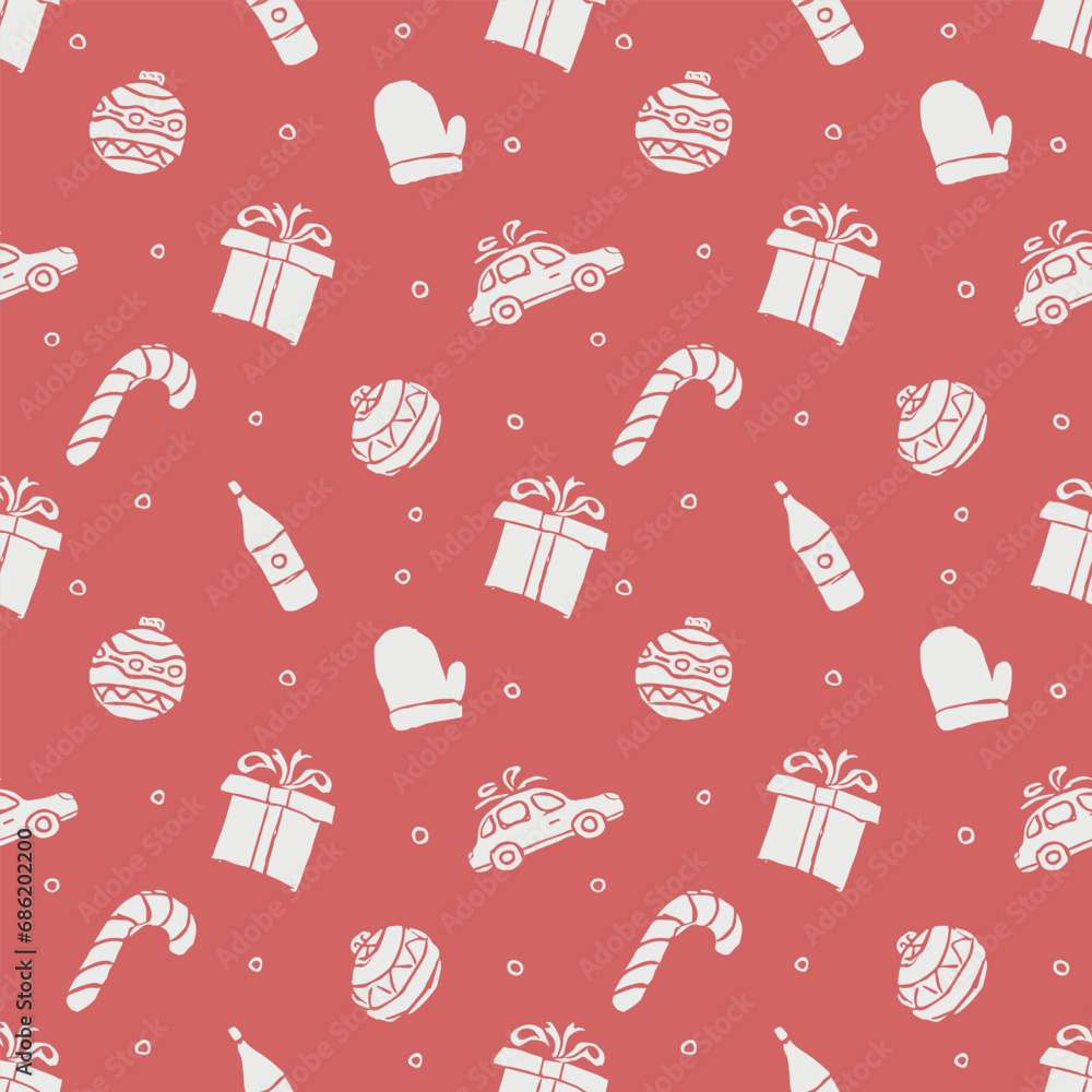 Seamless christmas pattern. New year background. Doodle illustration with christmas icons Seamless christmas pattern. New year background. Doodle illustration with christmas icons