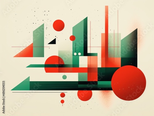 a christmas design in red and green colors, in the style of color-blocked shapes