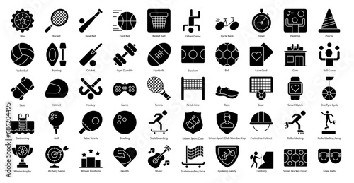 Urban Sports Glyph Icons Sport Football Iconset 50 Vector Icons in Black