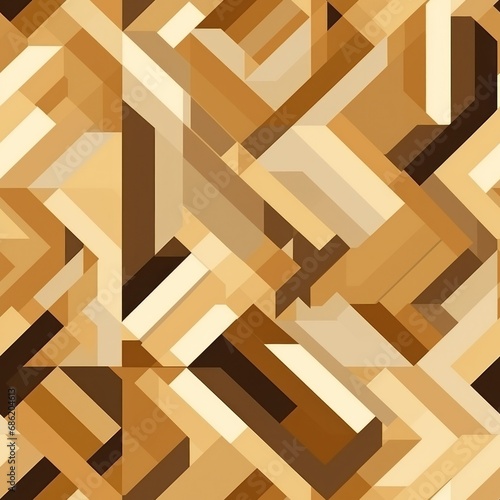 a pattern of different geometric shapes with beige and brown fabrics