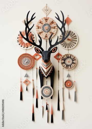 a christmas deer hanging from a mantel