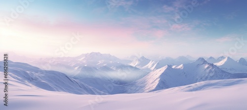 a snow covered scene with snow falling around