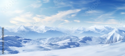 a snow covered scene with snow falling around