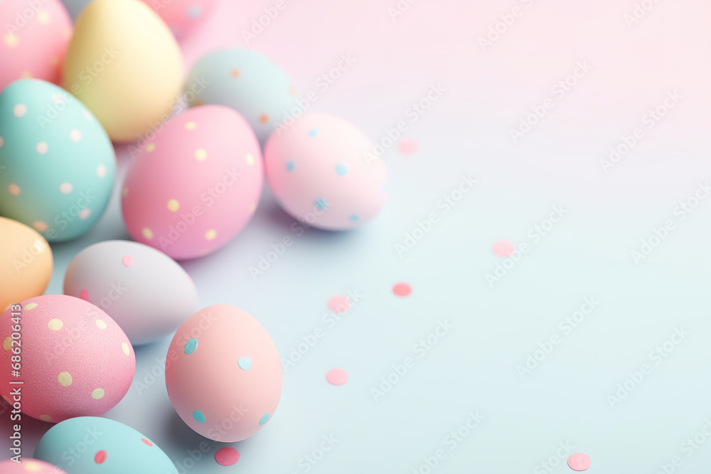 Colorful easter eggs on pastel background. Colorful easter eggs on pastel background.