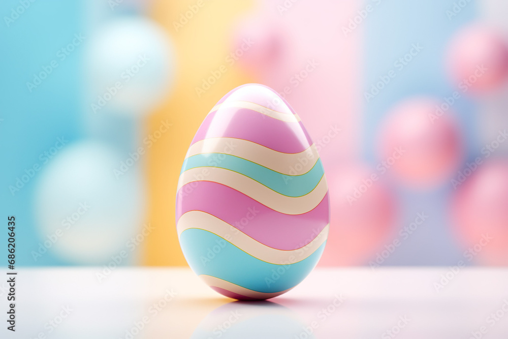Colorful easter egg on a blur background. 