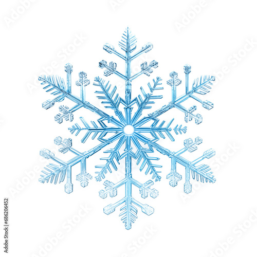 a blue snowflake with intricate geometric patterns on a white background