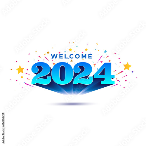 Welcome 2024 typography design. New year celebration post.