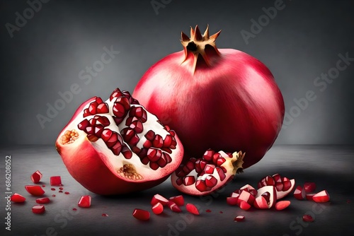 pomegranate on black background