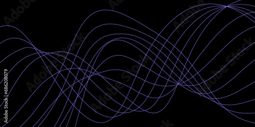 Abstract Black background with a glowing abstract waves. Abstract wave element for design. Digital frequency track equalizer, Futuristic background design. Long exposure, Light painting photography.