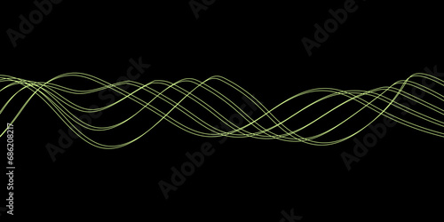 Abstract Black background with a glowing abstract waves. Abstract wave element for design. Digital frequency track equalizer, Futuristic background design. Long exposure, Light painting photography.