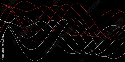 Abstract Black background with a glowing abstract waves. Abstract wave element for design. Digital frequency track equalizer, Futuristic background design. Long exposure, Light painting photography.