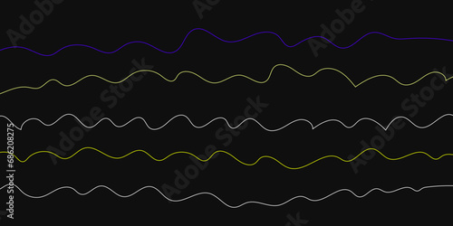 Abstract Black background with a glowing abstract waves. Abstract wave element for design. Digital frequency track equalizer, Futuristic background design. Long exposure, Light painting photography.