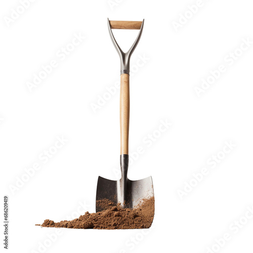 A shovel is leaning isolated on transparent background photo