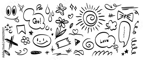 Hand drawn doodle vector set. Collection of cute hand drawn doodle. photo