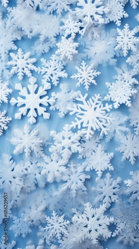 Delicate close-up view of white snowflake decorations creating a beautiful winter background
