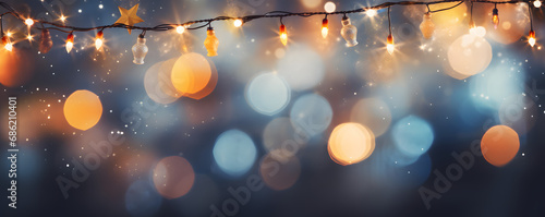 Hintergrund mit Glitter, Lichtern, Lichterkette, Funkeln, Sterne in rot, gold, blau, weiß und schwarz als bokeh Banner photo