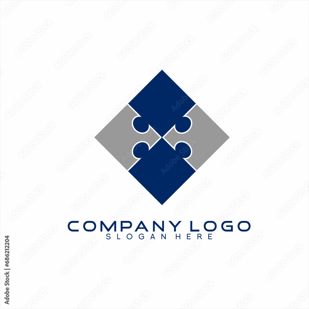 Abstract geometric puzzle logo design.