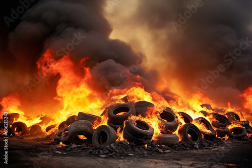 Toxic smoke pollution from burning tires © Kevin Brine