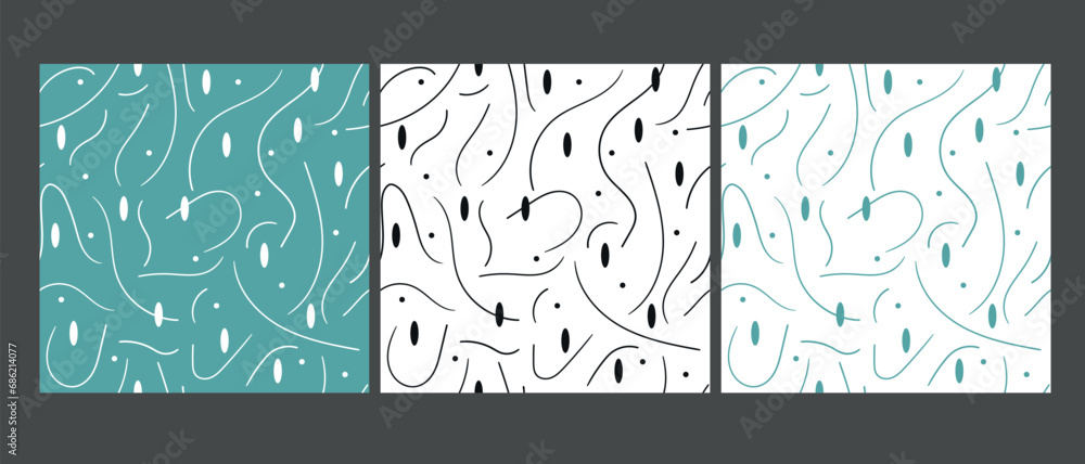 Abstract doodle lines and squiggles seamless pattern. Memphis style ornament in different colors. Vector illustration Abstract doodle lines and squiggles seamless pattern. Memphis style ornament in different colors. Vector illustration