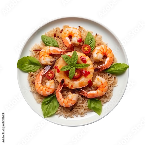 shrimp and crab linguine isolated on transparent background. 