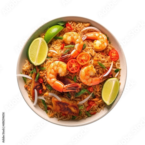 shrimp and crab linguine isolated on transparent background.
