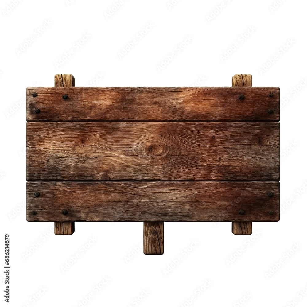 A wooden sign isolated on transparent background