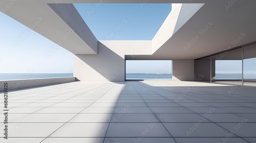 3d render of abstract futuristic architecture with empty concrete floor 3d render of abstract futuristic architecture with empty concrete floor