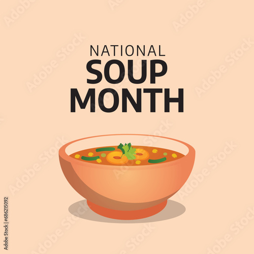 Flyers honoring National Soup Month or promoting associated events might include vector graphics regarding the month of soup. design of flyers, celebratory materials.