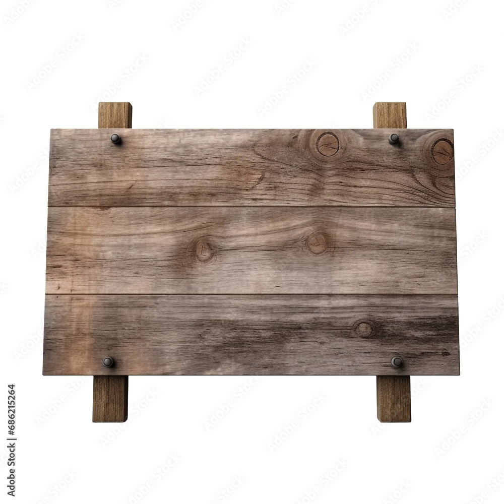 A wooden sign isolated on transparent background