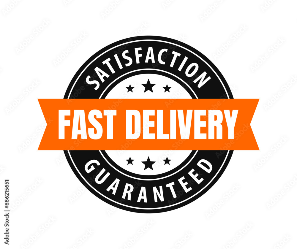Fototapeta premium Fast delivery circular label badge stamp isolated on white. Vector Illustration