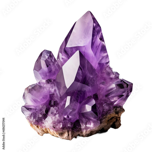 Amethyst crystals contras isolated on transparent background