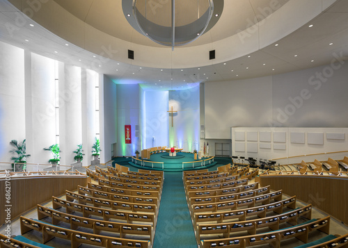 Interior of the modern St Peter's Lutheran Church in Columbus, Indiana photo