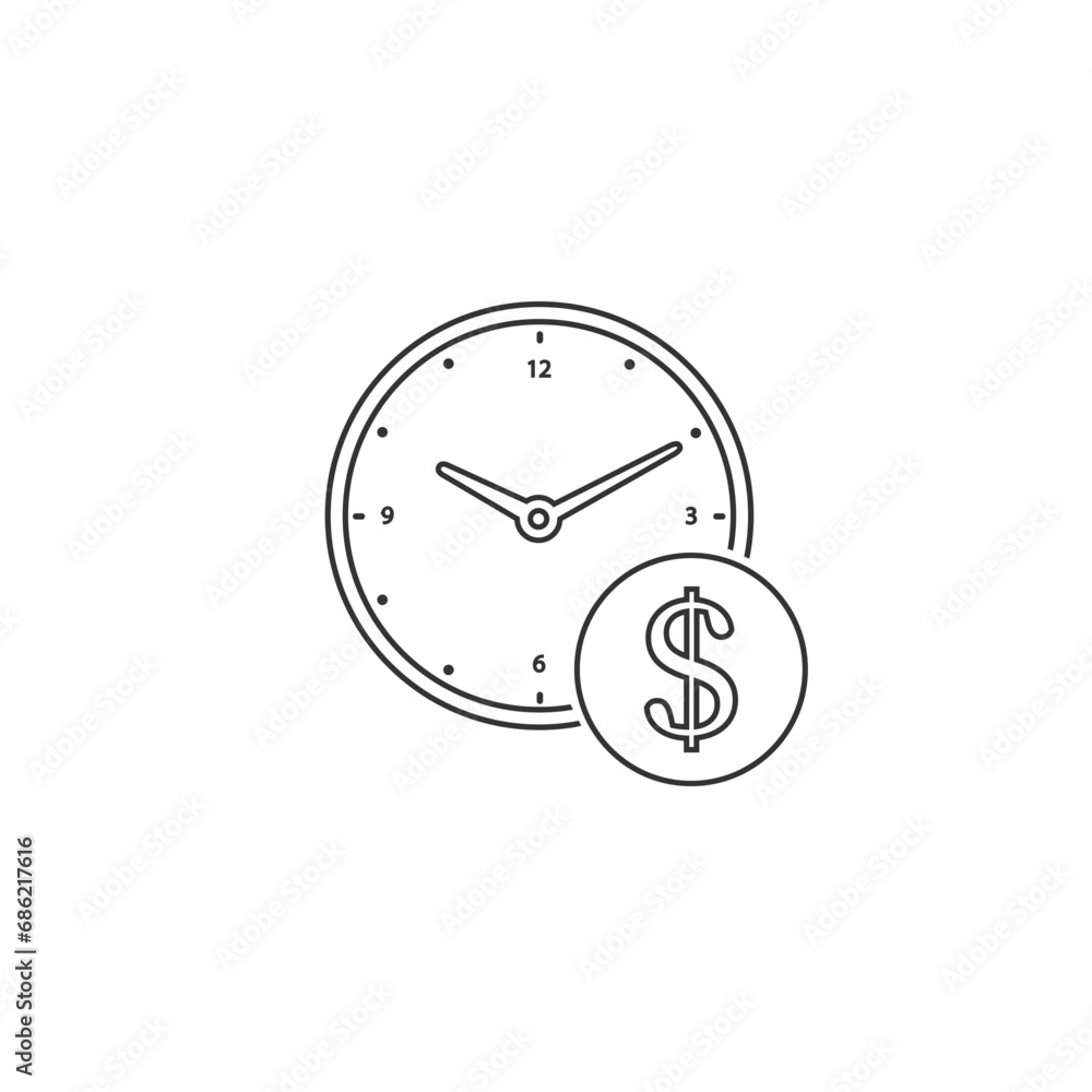 Business and finance management icon in flat style. Time is money vector illustration on white background. Financial strategy business concept Business and finance management icon in flat style. Time is money vector illustration on white background. Financial strategy business concept