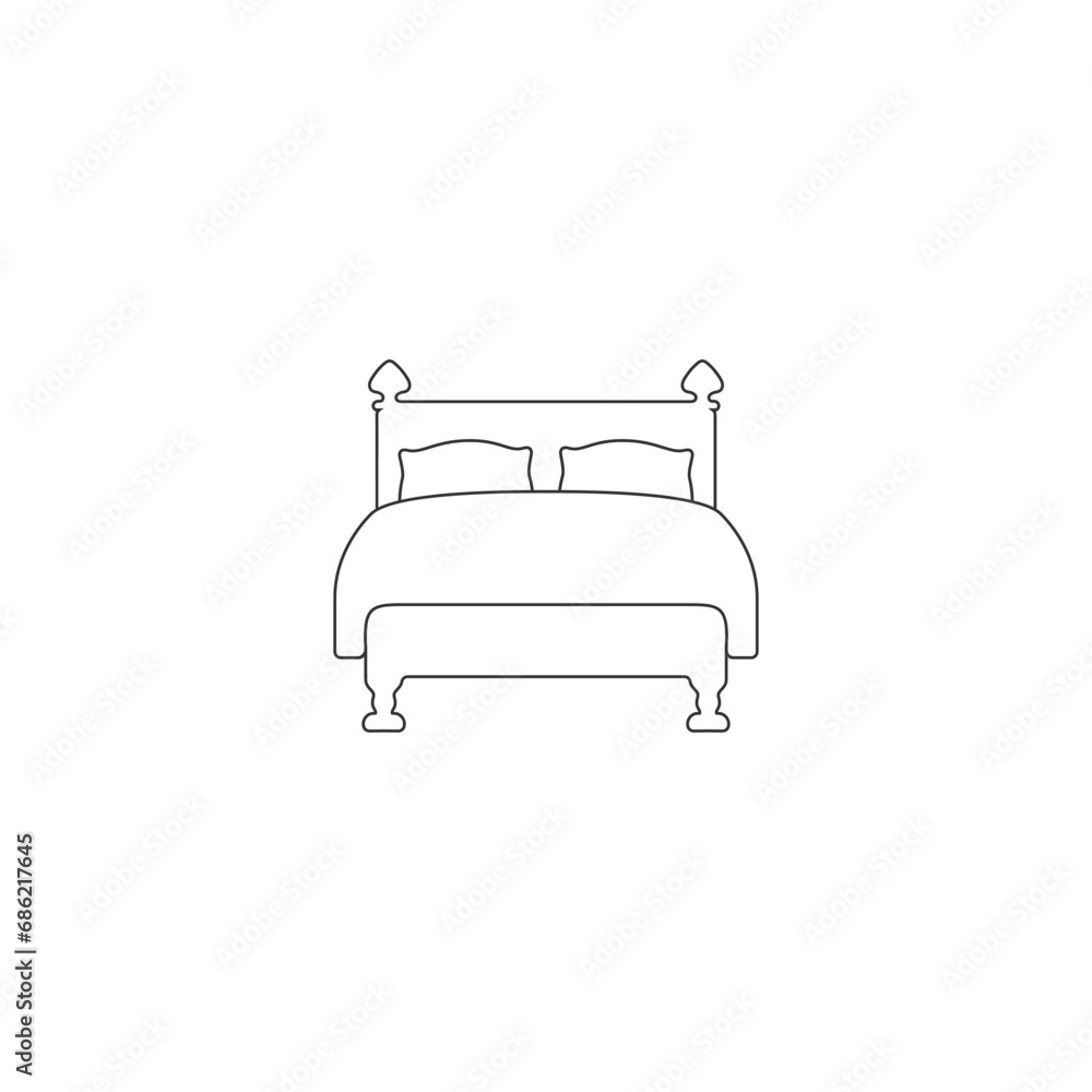 Double bed vector icon on white Double bed vector icon on white