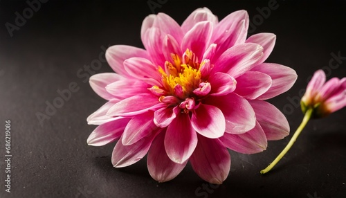 pink flower on the black background