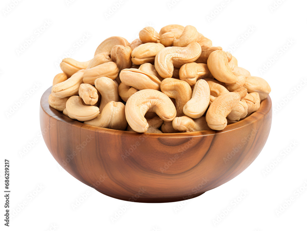 Toasted Cashew Nuts in a Bowl, isolated on a transparent or white background Toasted Cashew Nuts in a Bowl, isolated on a transparent or white background