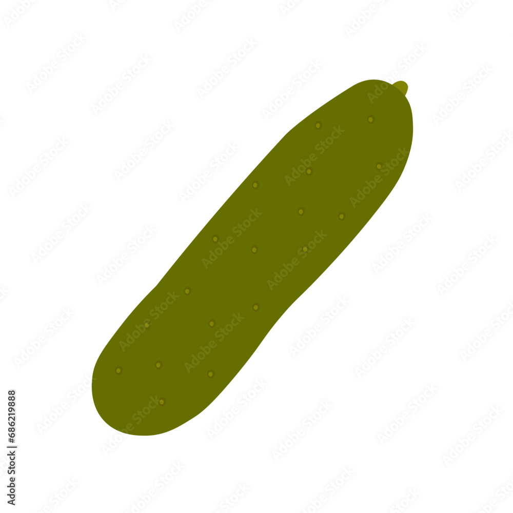 Cucumber colored hand drawn isolated icon, Scalable print ready vector illustration in trendy flat style design. Cucumber colored hand drawn isolated icon, Scalable print ready vector illustration in trendy flat style design.