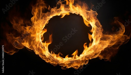 flames form a circle on a black background with space for copy