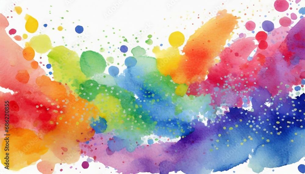 abstract colorful rainbow color painting illustration texture watercolor splashes on white background generative ai